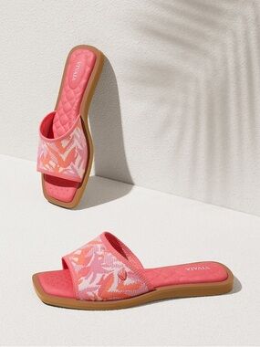 VIVAIA • Pillow Top Slide Sandals (Manuella) in Multi Coral Tropical